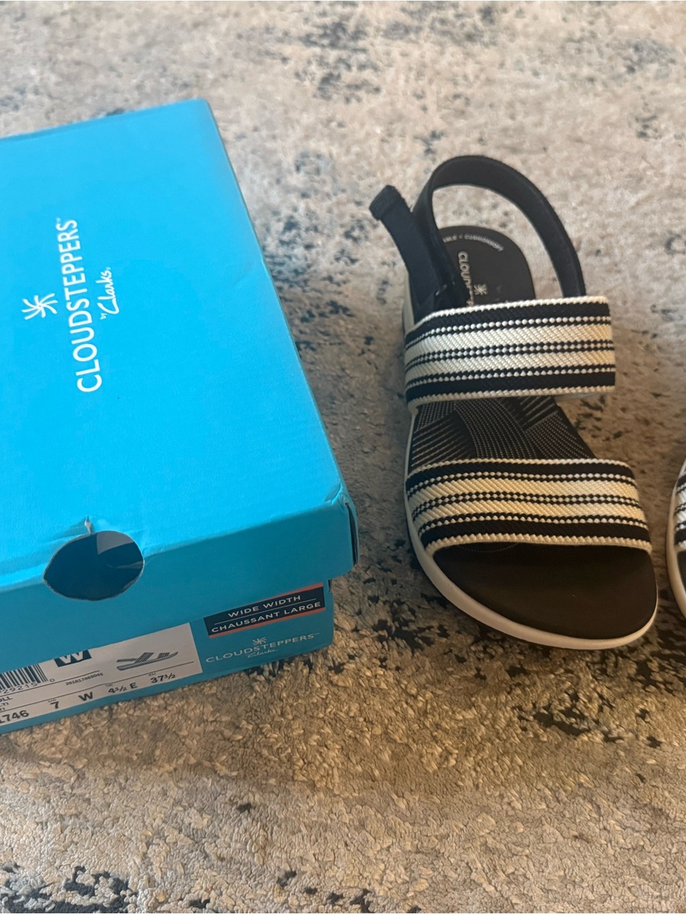 Cloudsteppers by Clarks' Black and White Striped Sandals